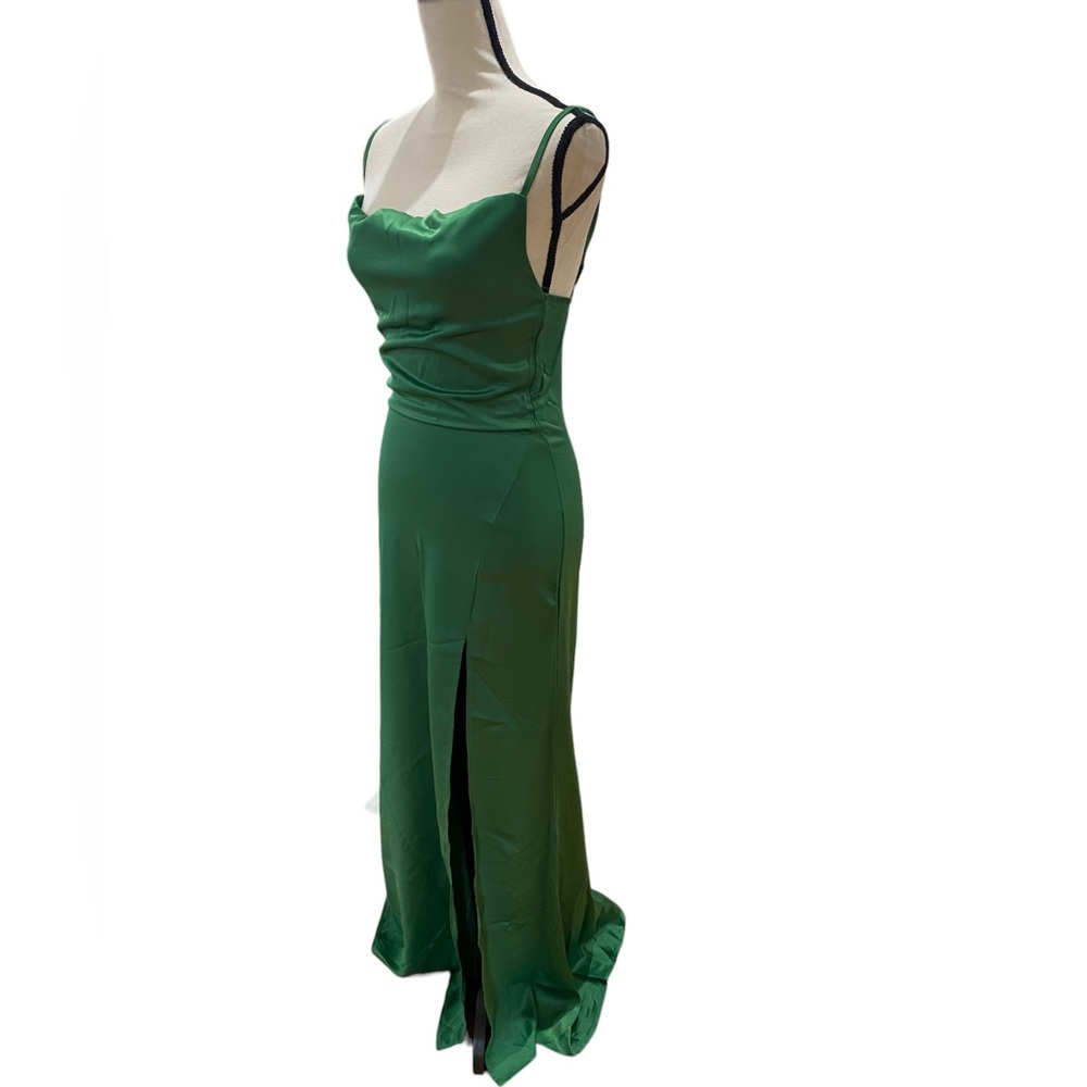 Square Neckline Satin Maxi Dress - Picture 2 of 3